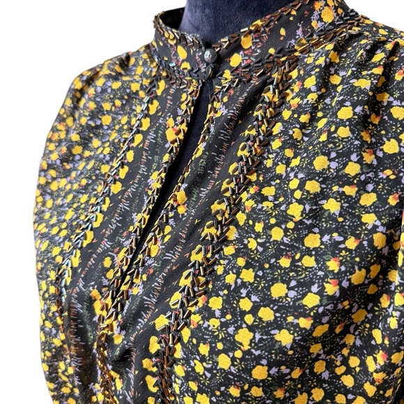 Free People | If I Had You Sheet Floral Beaded Embellished Peplum Top | Sz S - Picture 3 of 9